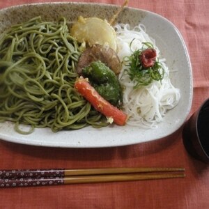 そうめん＆蕎麦：相乗せの天乗せ！